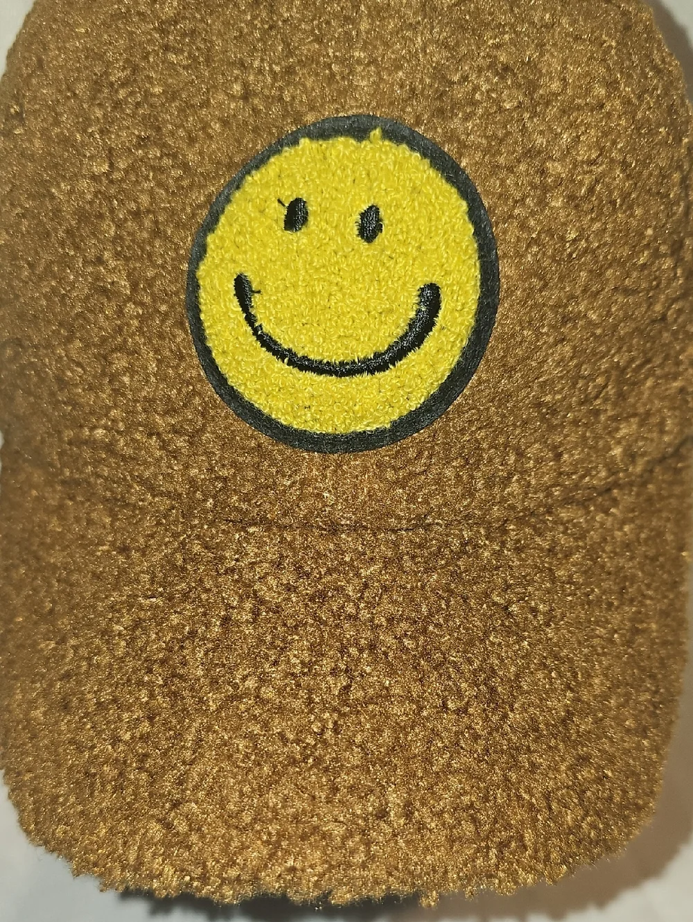 Wonder Nation Boys Faux Shearling Baseball Hat with Smiley Patch, Brown OSFM New